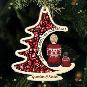 Tout ce que je veux pour Noël, c'est mon petit-enfant - Ornement personnalisé familial - Forme personnalisée en acrylique - Cadeau de Noël pour grand-mère et petit-enfant