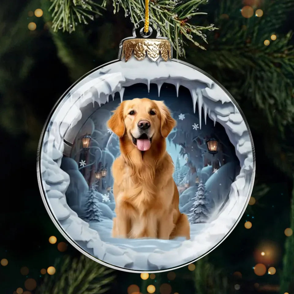 Photo personnalisée « Le Père Noël arrive en ville » - Décoration personnalisée pour chien et chat - Forme personnalisée en acrylique - Cadeau de Noël pour propriétaires et amoureux des animaux