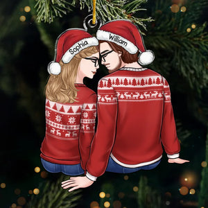 Notre amour illumine les fêtes de fin d'année - Ornement personnalisé pour couple - Forme personnalisée en acrylique - Cadeau de Noël pour mari et femme, anniversaire