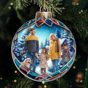 Photo personnalisée Noël est un moment de rassemblement et d'amour - Ornement personnalisé pour la famille - Forme personnalisée en acrylique - Cadeau de Noël pour les membres de la famille