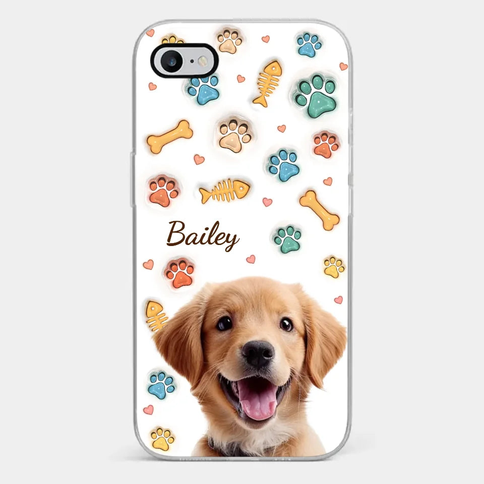 Photo personnalisée « L'amour d'un animal est le meilleur genre d'amour » - Coque de téléphone transparente personnalisée avec effet gonflé 3D pour chien et chat - Cadeau pour propriétaires et amoureux des animaux