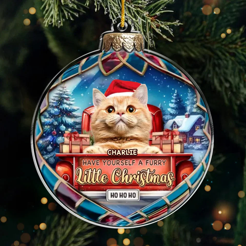 Photo personnalisée : Célébrez Noël avec vos amis à quatre pattes - Décoration personnalisée pour chien et chat - Acrylique en forme personnalisée - Cadeau de Noël pour les propriétaires et les amoureux des animaux