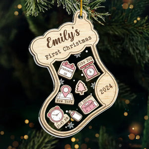 Ce Noël, notre chaussette déborde de câlins pour bébé - Décoration personnalisée pour la famille - Forme personnalisée en acrylique - Cadeau de Noël pour bébé, nouveau-né, premier Noël