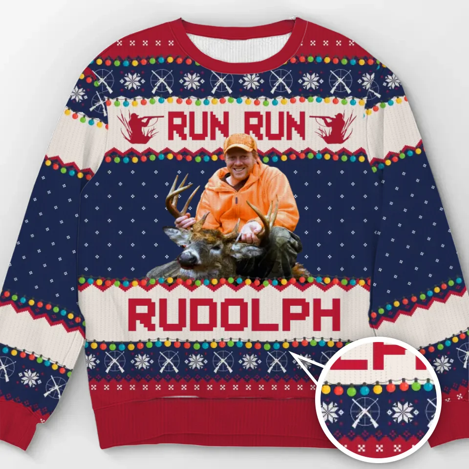 Sweat-shirt personnalisé avec photo « Joyeux Noël » - Pull en laine unisexe - Cadeau de Noël pour papa, grand-père ou mari