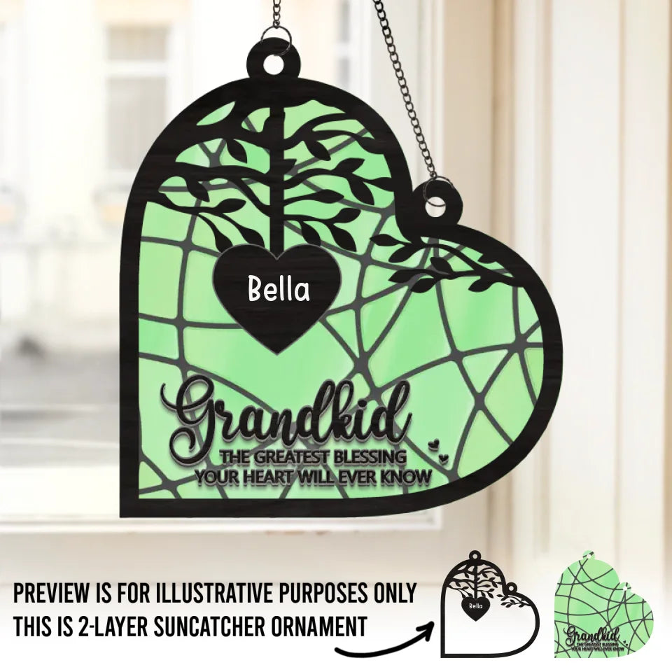 Nous vivons dans un cercle d'amour - Attrape-soleil personnalisé à suspendre à la fenêtre - Cadeau pour grand-mère