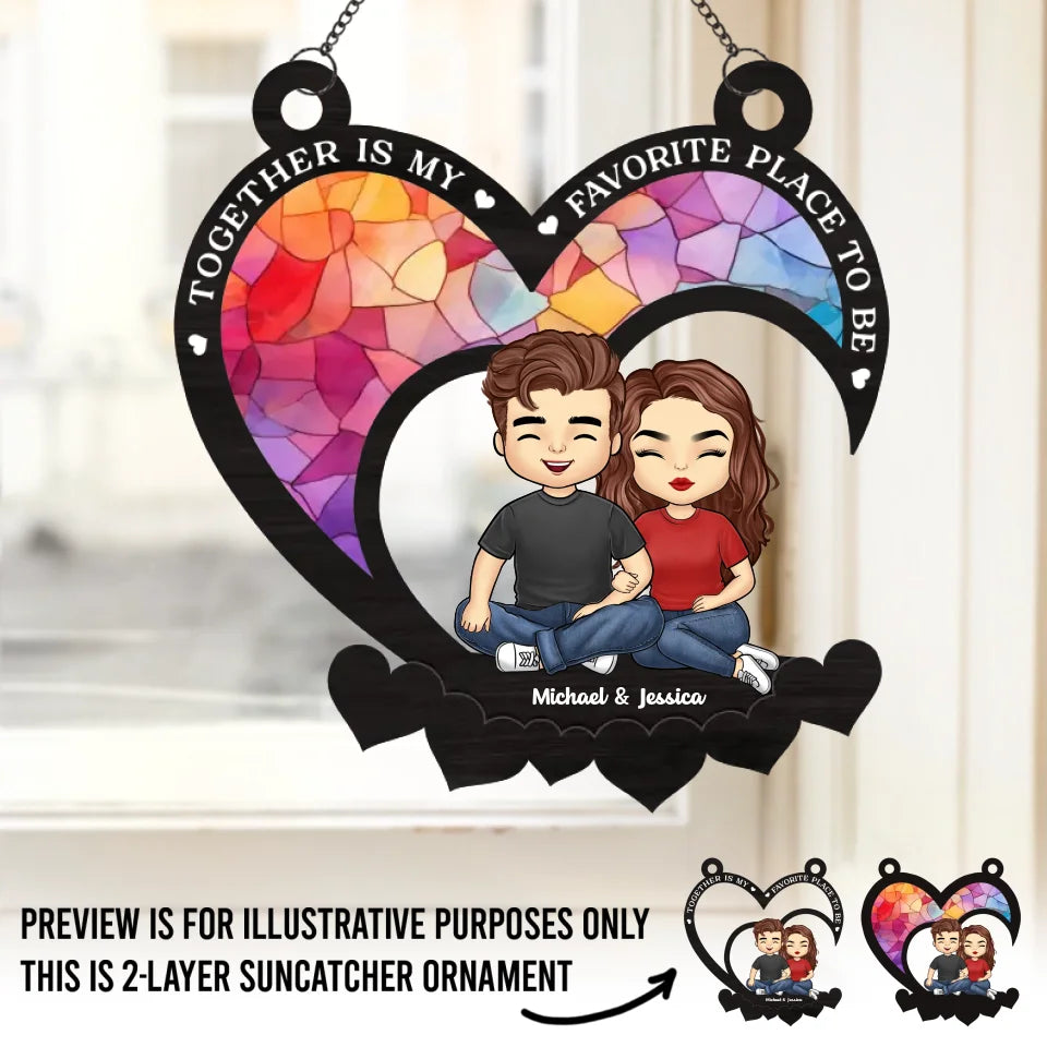 Tomber amoureux à nouveau - Attrape-soleil personnalisé pour fenêtre - Cadeau pour mari et femme, anniversaire