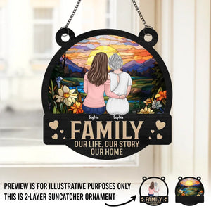La vie est belle en famille - Attrape-soleil personnalisé à suspendre à la fenêtre - Cadeau pour les membres de la famille