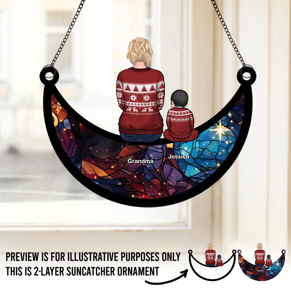 Moments précieux avec grand-mère - Attrape-soleil personnalisé à suspendre à la fenêtre - Cadeau de Noël pour grand-mère