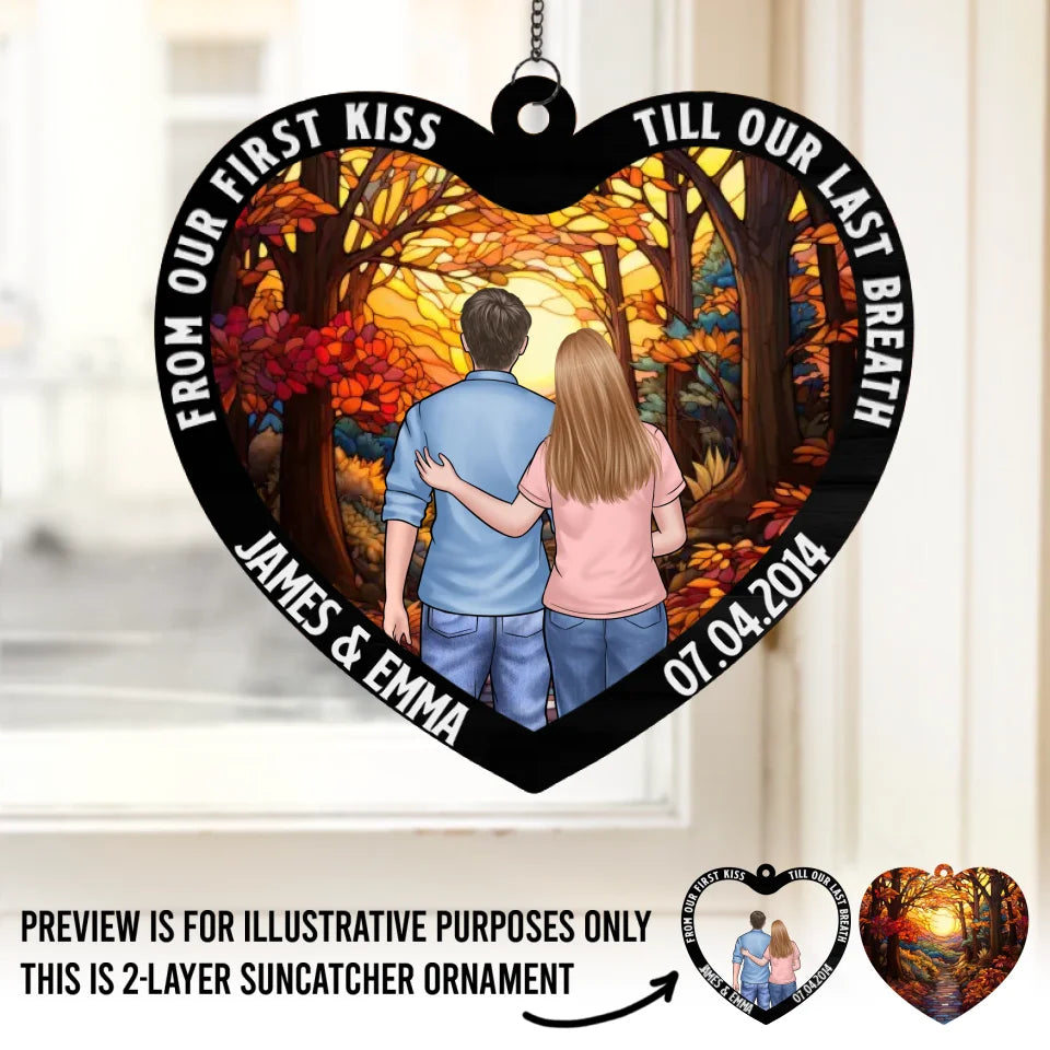 Mon histoire d'amour préférée est la nôtre - Attrape-soleil personnalisé pour fenêtre - Cadeau pour mari et femme, anniversaire