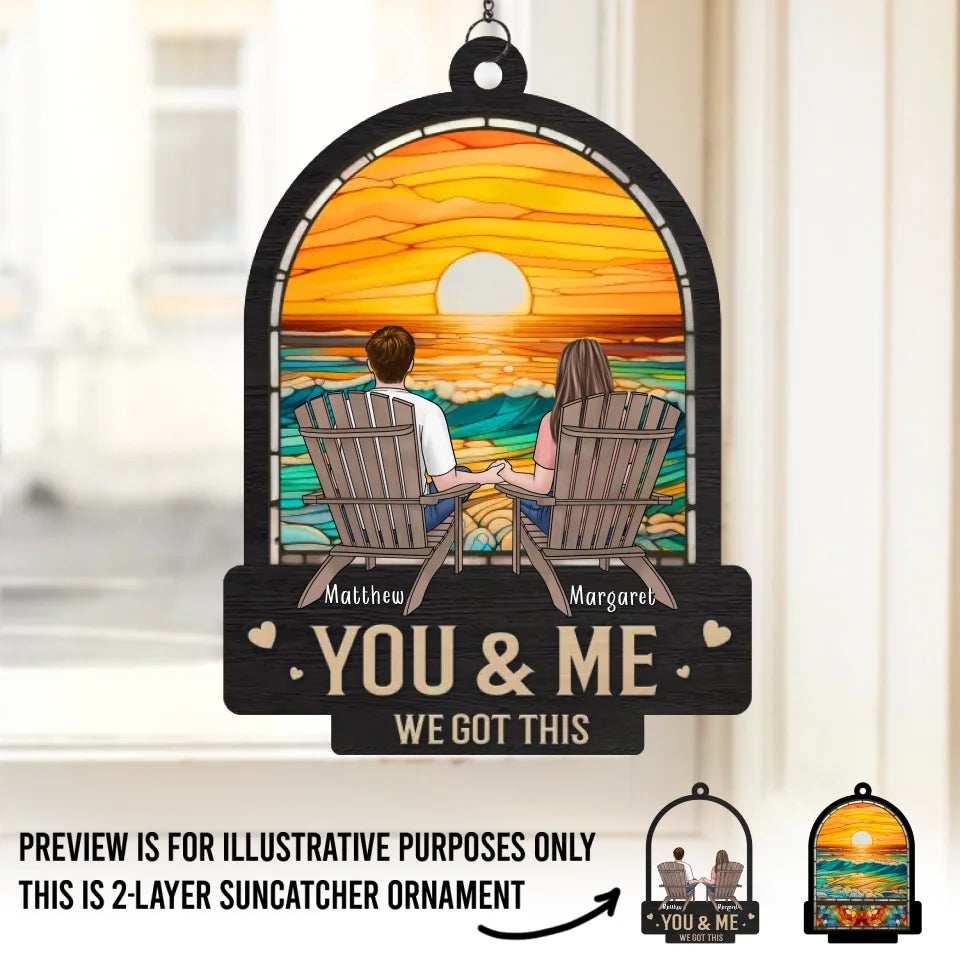L'amour est l'ancre dans la tempête de la vie - Attrape-soleil personnalisé pour fenêtre - Cadeau pour mari et femme, anniversaire