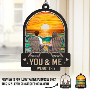 L'amour est l'ancre dans la tempête de la vie - Attrape-soleil personnalisé pour fenêtre - Cadeau pour mari et femme, anniversaire