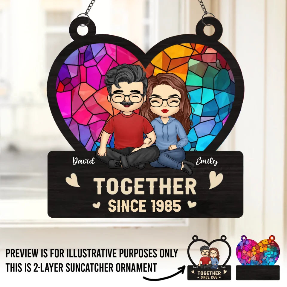 Une véritable histoire d'amour ne finit jamais - Attrape-soleil personnalisé pour fenêtre - Cadeau pour mari et femme, anniversaire