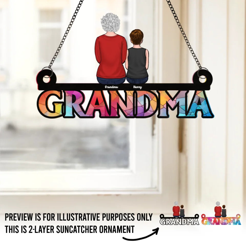 L'amour d'une grand-mère ne vieillit jamais - Attrape-soleil personnalisé pour fenêtre - Cadeau pour grand-mère