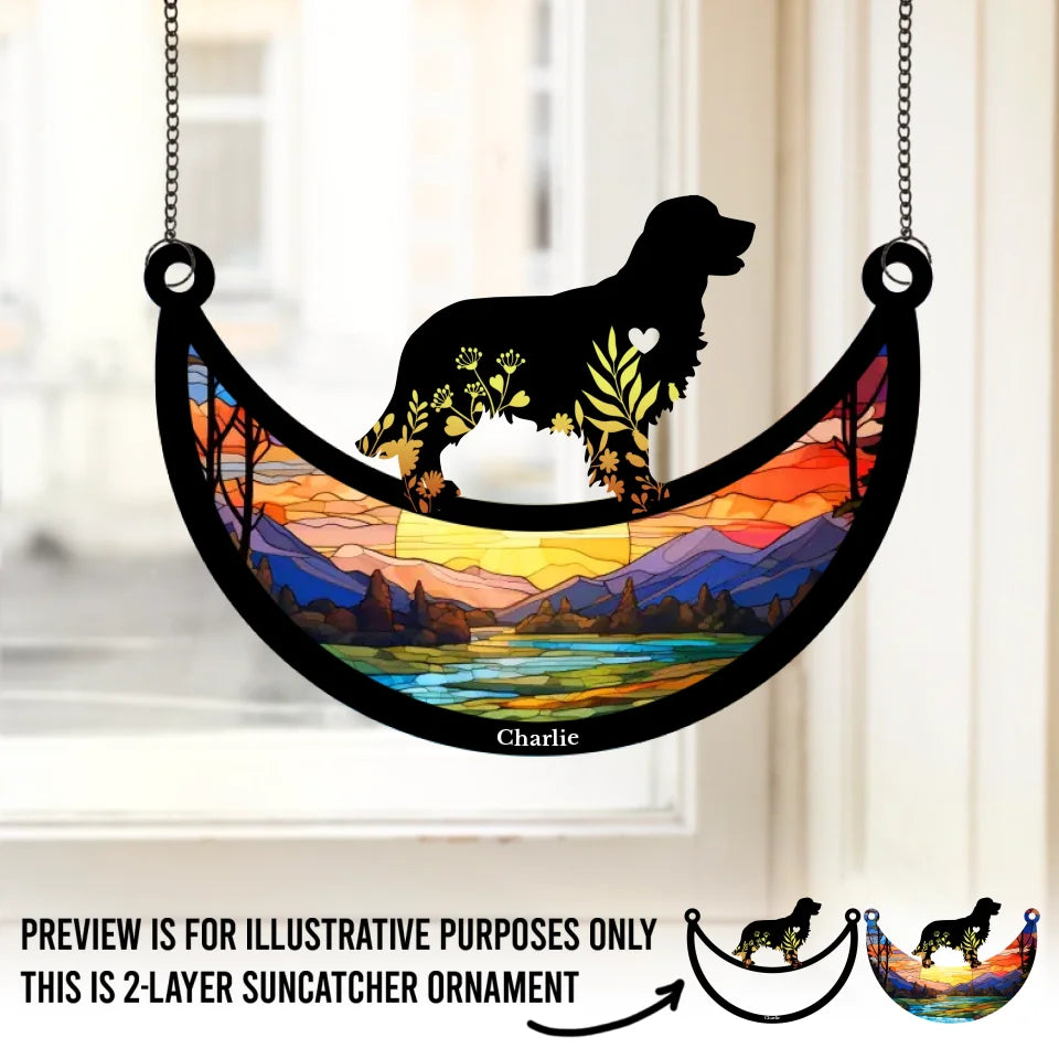 L'amour est plus grand que la perte - Attrape-soleil personnalisé à suspendre à une fenêtre - Cadeau de condoléances pour les propriétaires et les amoureux des animaux