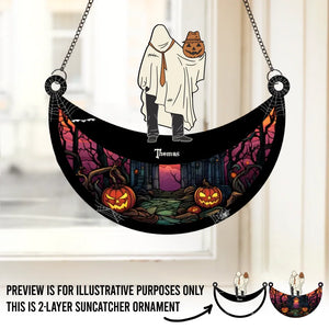 Halloween suscite la joie quand on le partage avec ses proches - Attrape-soleil personnalisé pour fenêtre - Cadeau d'Halloween pour les membres de la famille