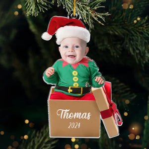Photo personnalisée « Tout ce que je veux pour Noël, c'est mon bébé » – Ornement personnalisé familial – Forme personnalisée en acrylique – Cadeau de Noël pour bébé, enfant, nouveau-né, premier Noël