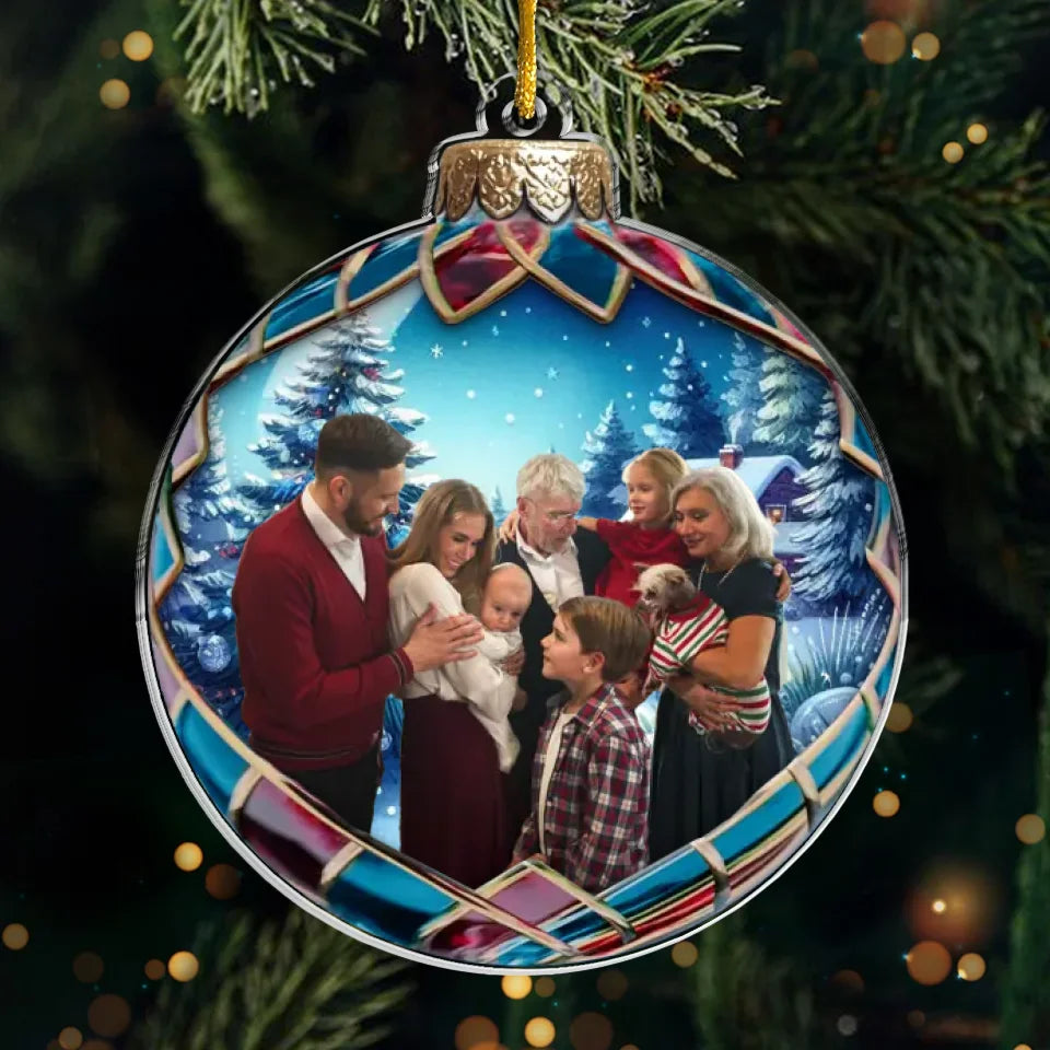 Photo personnalisée Chaque fois que nous aimons, chaque fois que nous donnons, c'est Noël - Ornement personnalisé personnalisé pour la famille - Forme personnalisée en acrylique - Cadeau de Noël pour les membres de la famille
