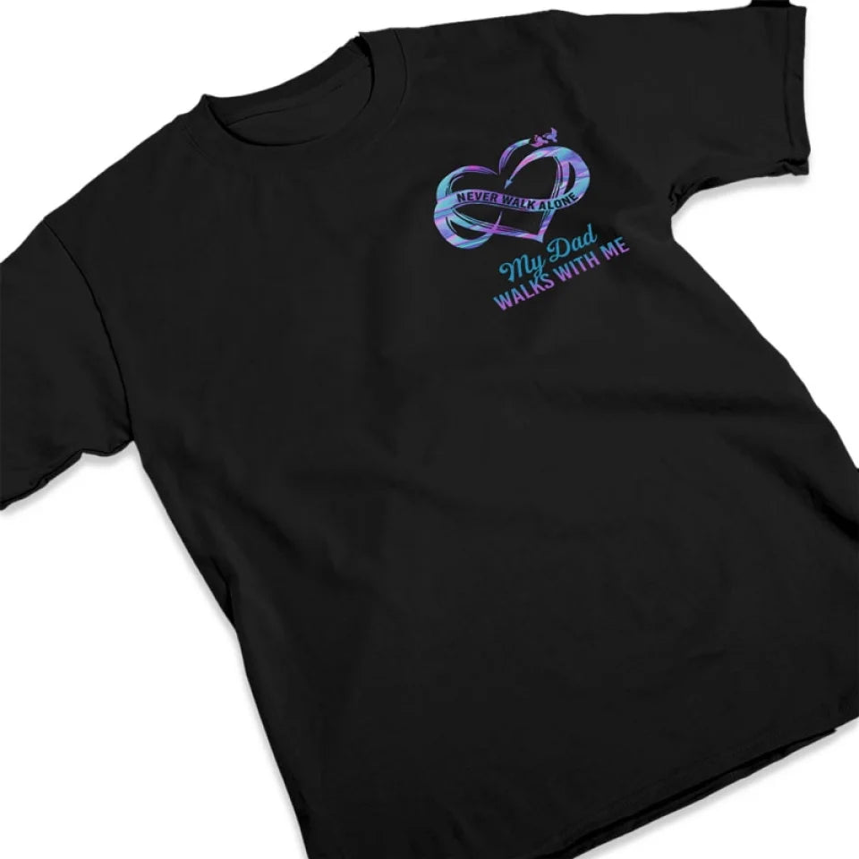 Ne marchez jamais seul - T-shirt, sweat à capuche et sweat-shirt unisexe personnalisé commémoratif - Cadeau de condoléances pour les membres de la famille