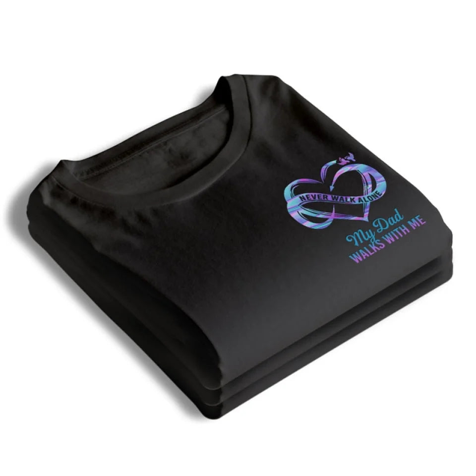 Ne marchez jamais seul - T-shirt, sweat à capuche et sweat-shirt unisexe personnalisé commémoratif - Cadeau de condoléances pour les membres de la famille