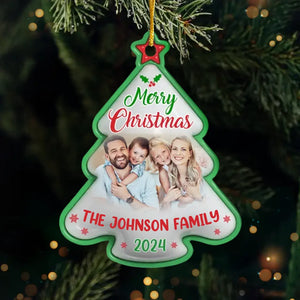 Photo personnalisée : la famille est là où la vie commence - Ornement personnalisé en 3D avec effet gonflable imprimé - Forme personnalisée en acrylique - Cadeau de Noël pour les membres de la famille