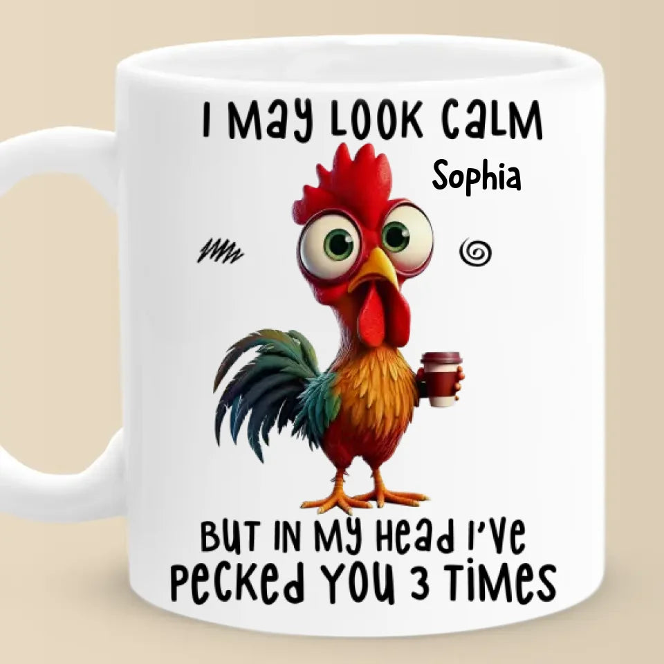 J'ai l'air calme, mais dans ma tête, je t'ai embrassé trois fois - Tasse personnalisée pour ami - Cadeau de Noël pour meilleurs amis, sœurs, membres de la famille, collègues