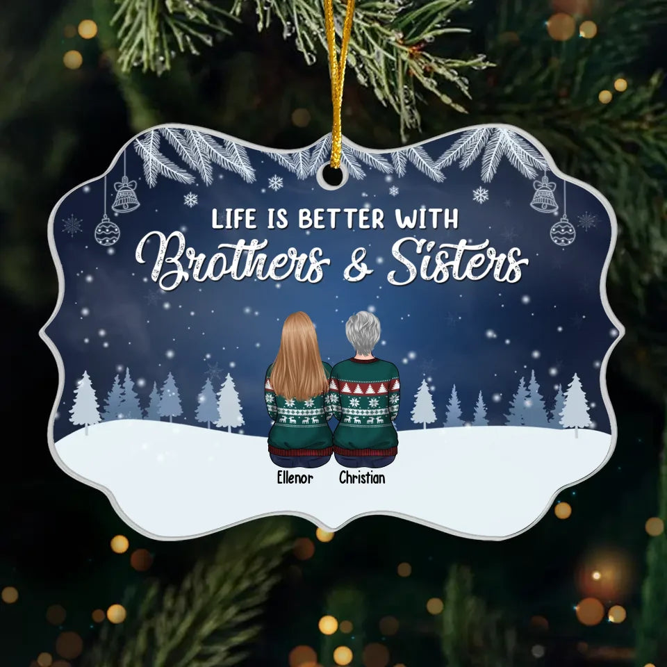 Les frères et sœurs sont aussi proches que les mains et les pieds - Décoration familiale personnalisée - Acrylique, bois, forme Benelux - Cadeau de Noël pour les membres de la famille, les frères et sœurs