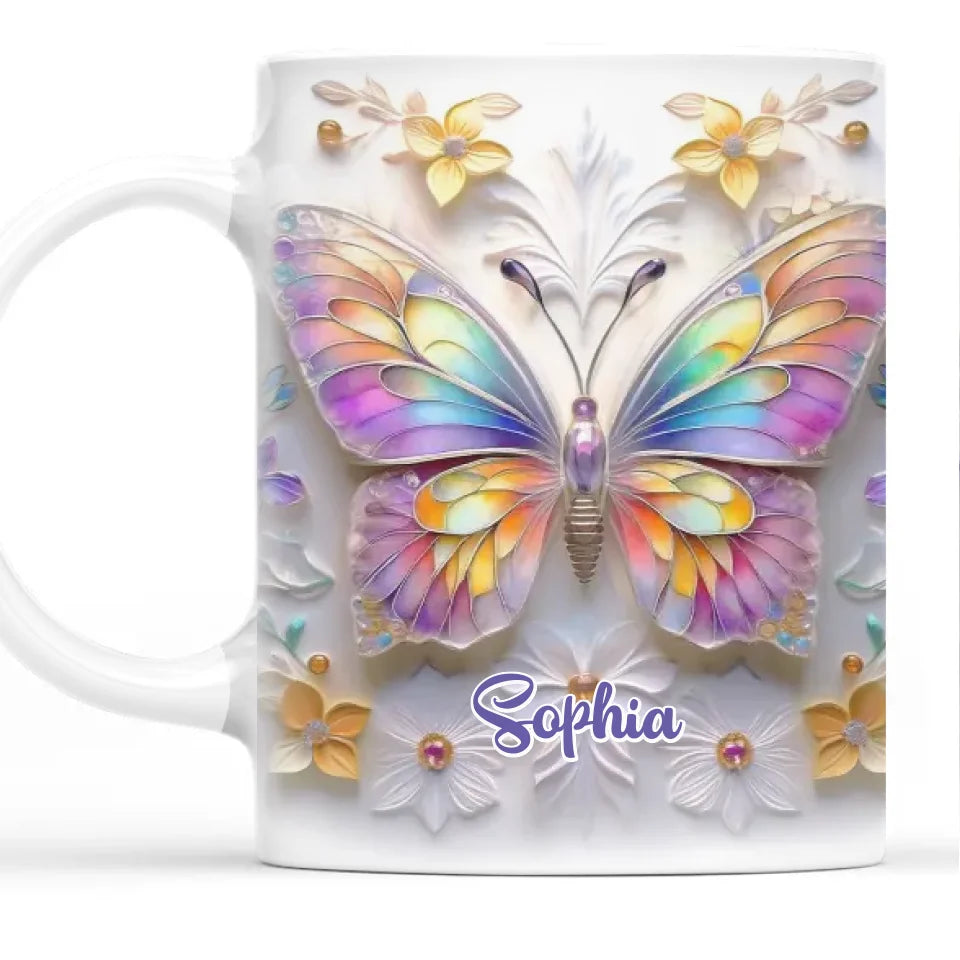 Délectez-vous de la beauté des papillons - Mug personnalisé avec effet gonflable 3D imprimé - Cadeau d'anniversaire, cadeau de Noël pour les meilleures amies, meilleures amies, sœurs, maman, fille