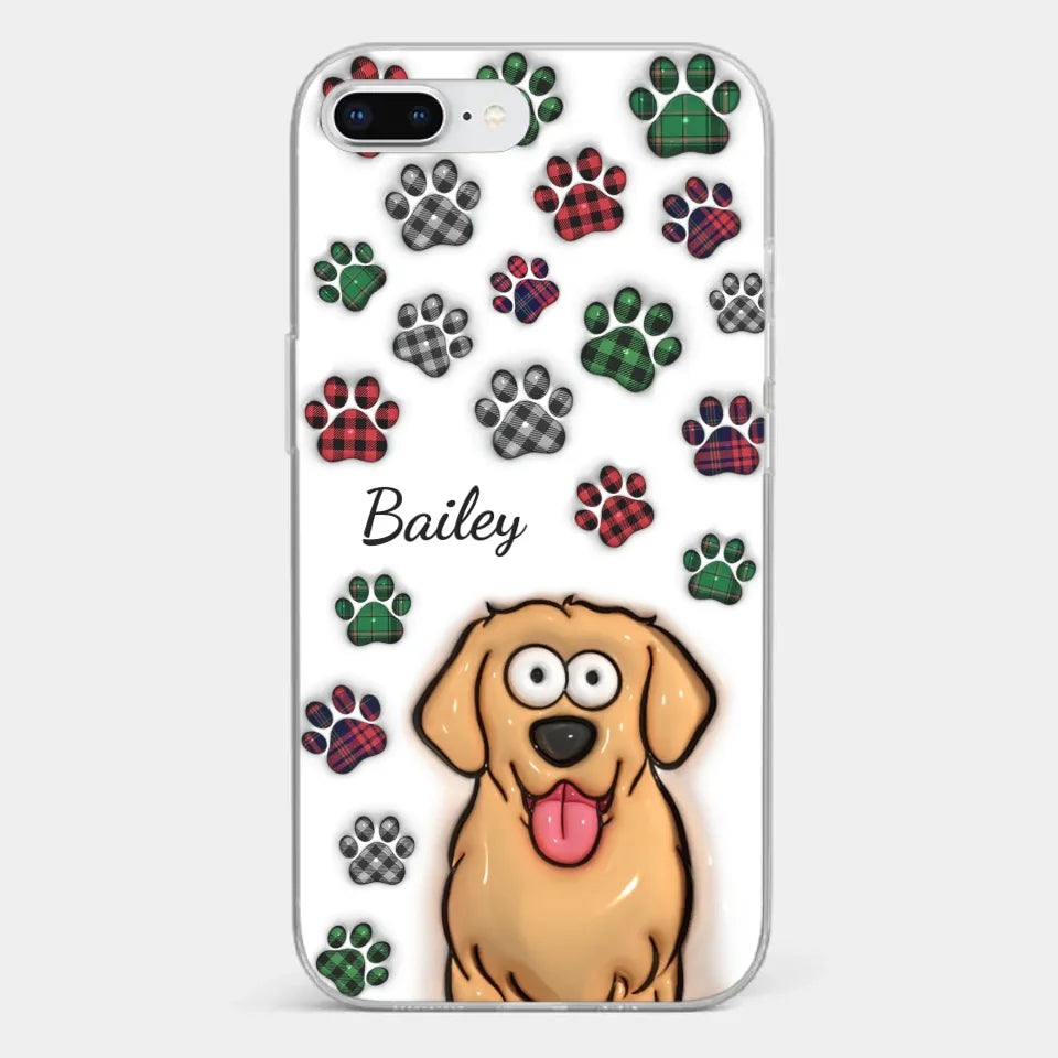 Mes impressions vous suivent partout où vous allez - Coque de téléphone transparente personnalisée avec effet gonflé 3D pour chien et chat - Cadeau pour propriétaires et amoureux des animaux