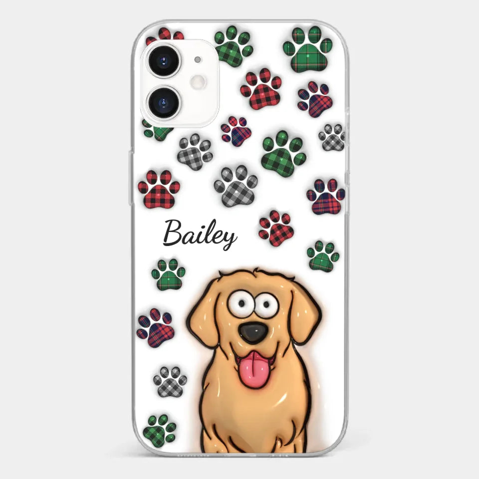 Mes impressions vous suivent partout où vous allez - Coque de téléphone transparente personnalisée avec effet gonflé 3D pour chien et chat - Cadeau pour propriétaires et amoureux des animaux