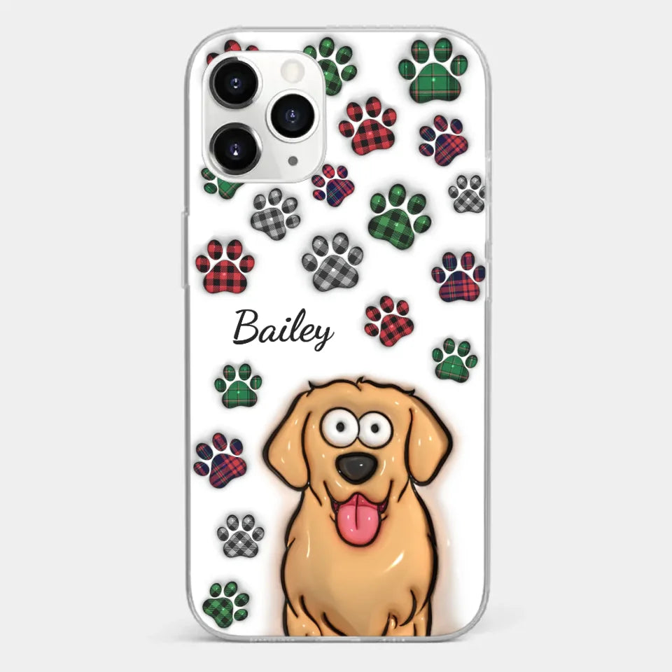 Mes impressions vous suivent partout où vous allez - Coque de téléphone transparente personnalisée avec effet gonflé 3D pour chien et chat - Cadeau pour propriétaires et amoureux des animaux