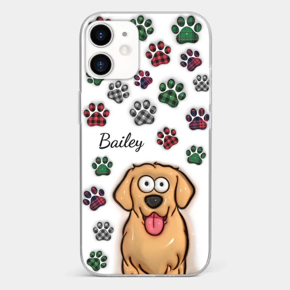 Mes impressions vous suivent partout où vous allez - Coque de téléphone transparente personnalisée avec effet gonflé 3D pour chien et chat - Cadeau pour propriétaires et amoureux des animaux