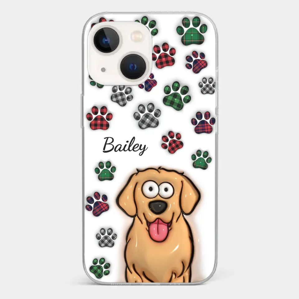 Mes impressions vous suivent partout où vous allez - Coque de téléphone transparente personnalisée avec effet gonflé 3D pour chien et chat - Cadeau pour propriétaires et amoureux des animaux