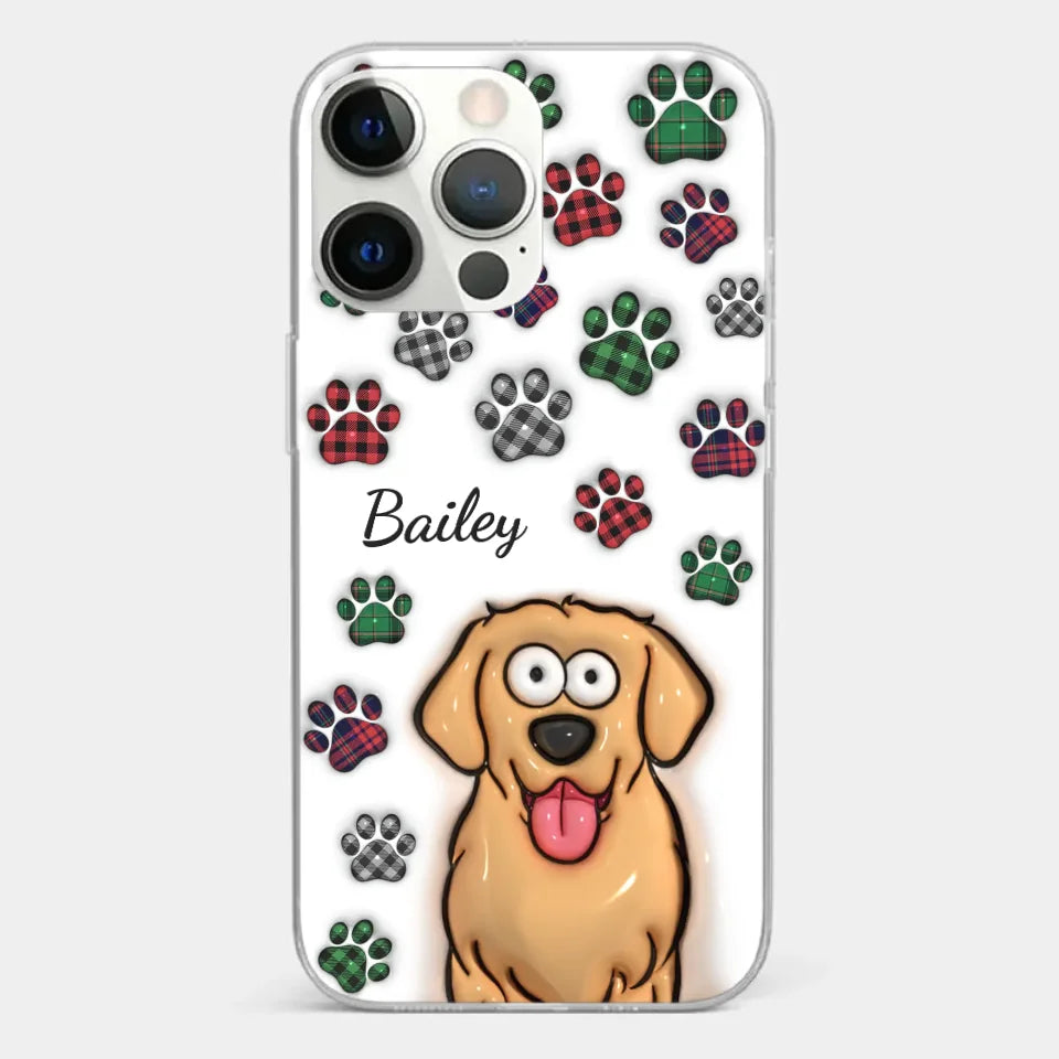 Mes impressions vous suivent partout où vous allez - Coque de téléphone transparente personnalisée avec effet gonflé 3D pour chien et chat - Cadeau pour propriétaires et amoureux des animaux