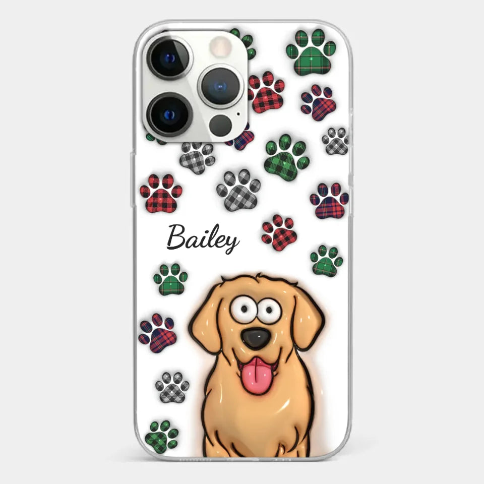 Mes impressions vous suivent partout où vous allez - Coque de téléphone transparente personnalisée avec effet gonflé 3D pour chien et chat - Cadeau pour propriétaires et amoureux des animaux