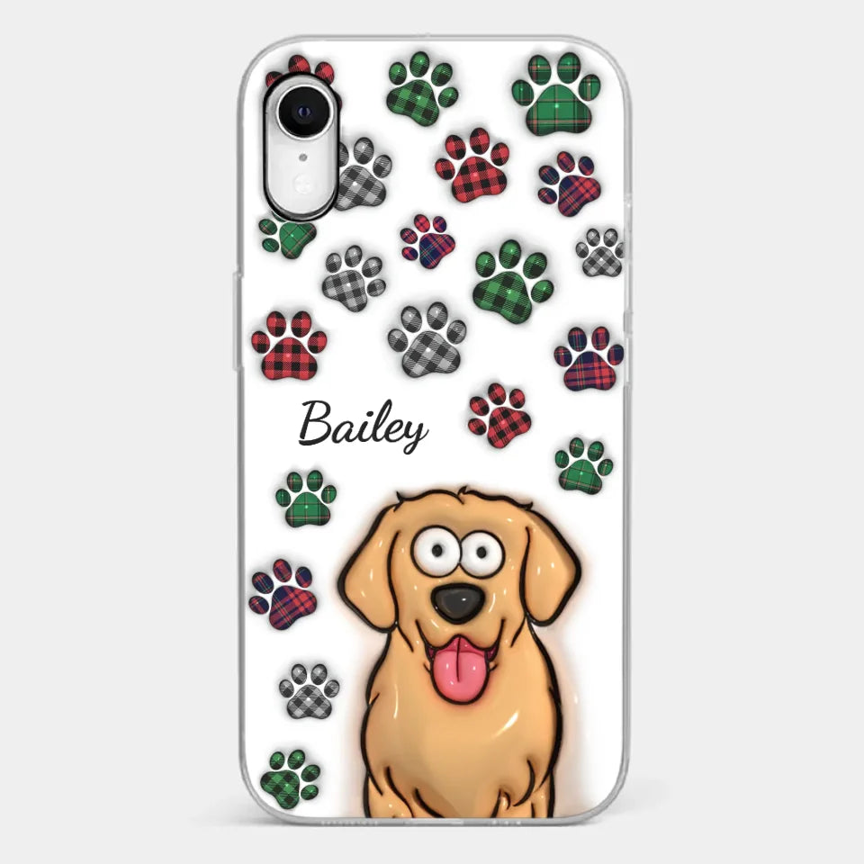 Mes impressions vous suivent partout où vous allez - Coque de téléphone transparente personnalisée avec effet gonflé 3D pour chien et chat - Cadeau pour propriétaires et amoureux des animaux