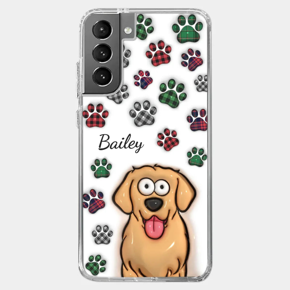 Mes impressions vous suivent partout où vous allez - Coque de téléphone transparente personnalisée avec effet gonflé 3D pour chien et chat - Cadeau pour propriétaires et amoureux des animaux