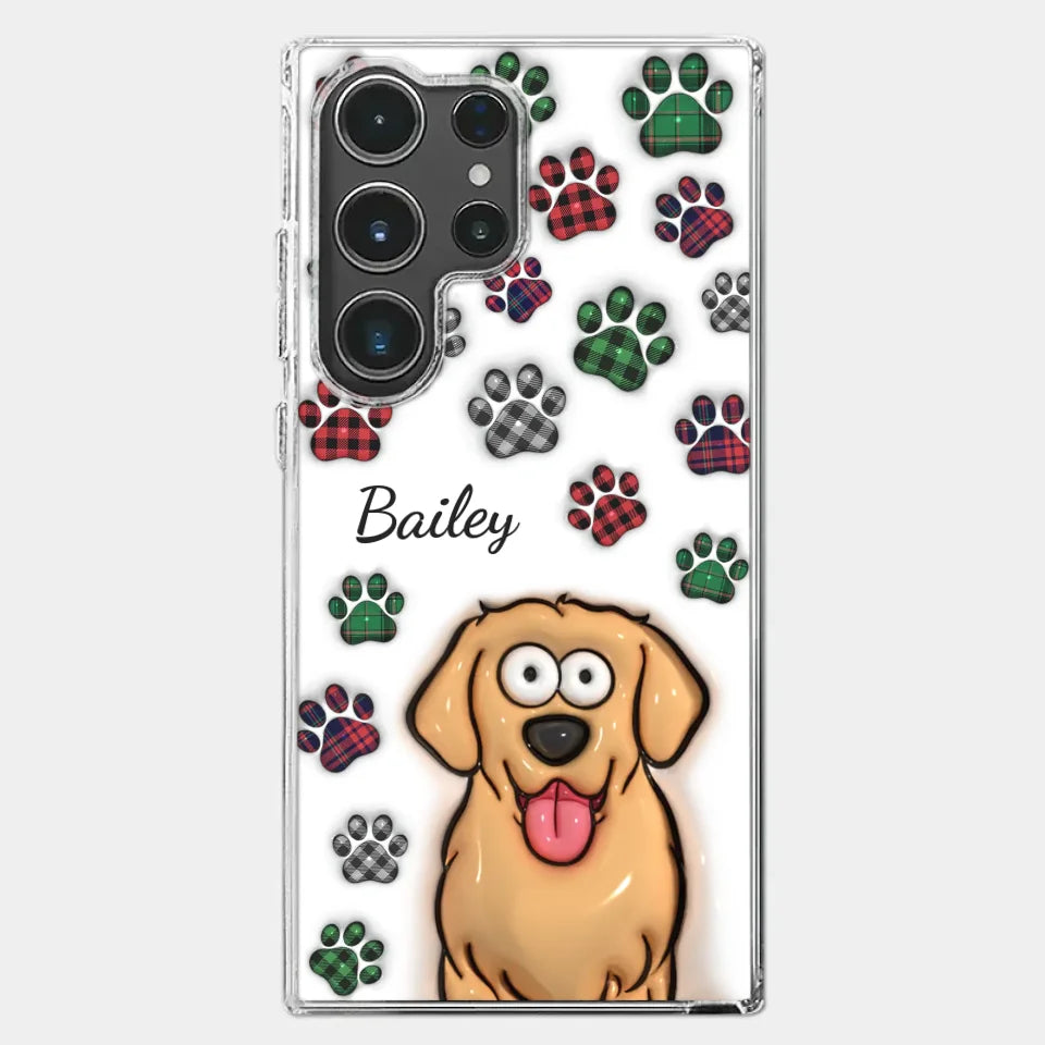 Mes impressions vous suivent partout où vous allez - Coque de téléphone transparente personnalisée avec effet gonflé 3D pour chien et chat - Cadeau pour propriétaires et amoureux des animaux