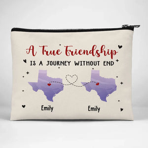 Les vrais amis ne sont jamais séparés dans le cœur - Trousse de maquillage personnalisée Bestie - Cadeau pour meilleures amies, BFF, sœurs