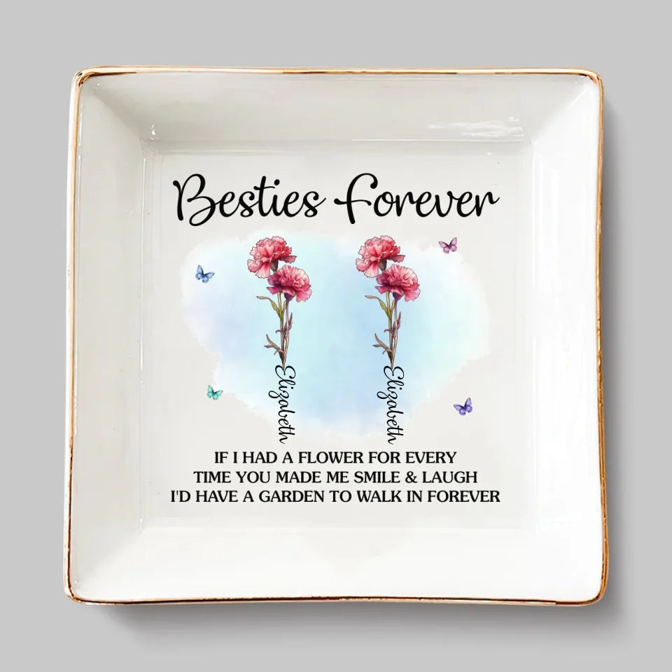 Les amis sont les pétales de la fleur du bonheur - Porte-bijoux personnalisé Bestie - Cadeau pour meilleures amies, meilleures amies et sœurs