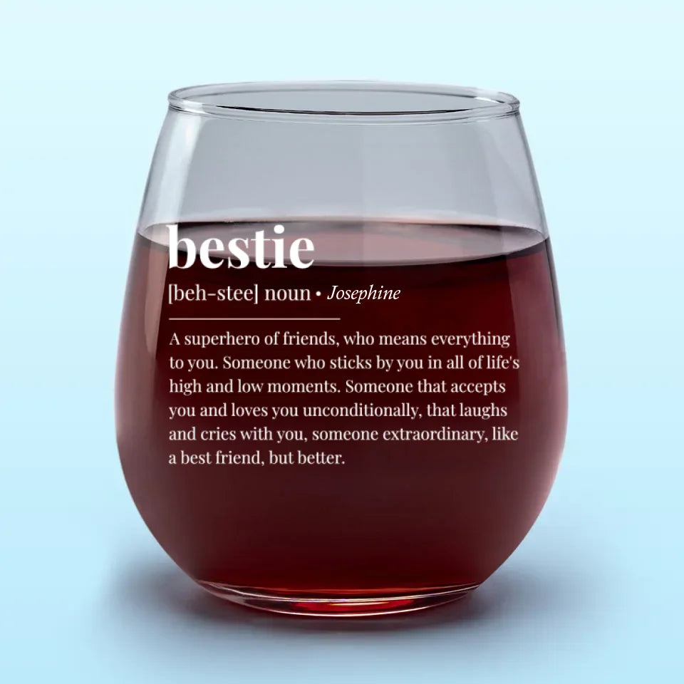 Le vin nous rassemble de la meilleure façon - Verre à vin personnalisé Bestie - Cadeau pour meilleures amies, meilleures amies, sœurs