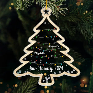 Notre sapin de Noël brille de l'amour de la famille - Ornement personnalisé pour la famille - Forme personnalisée en acrylique - Cadeau de Noël pour les membres de la famille