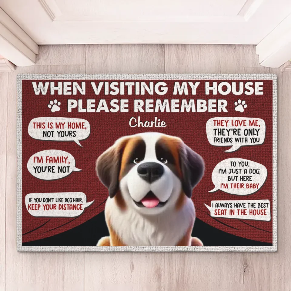 Je suis de la famille, tu ne l'es pas - Tapis décoratif personnalisé pour chien - Cadeau de pendaison de crémaillère pour les propriétaires d'animaux et les amoureux des animaux