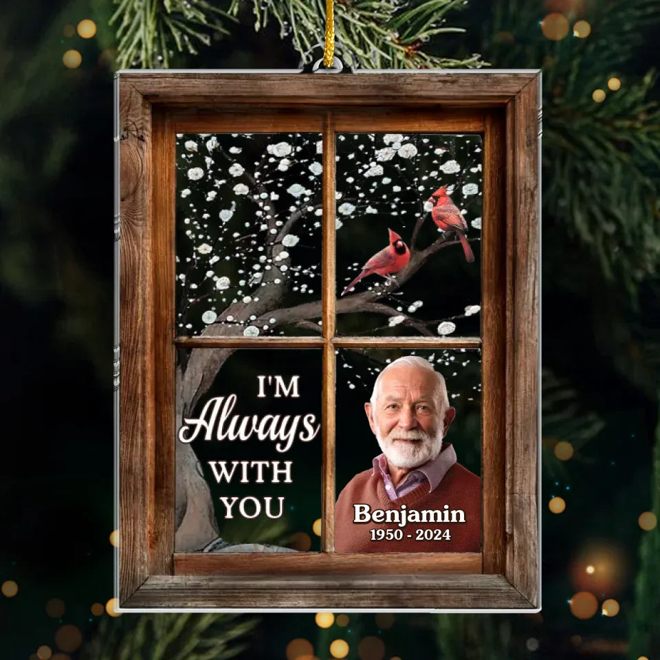 Photo personnalisée Votre amour vit dans nos cœurs - Ornement commémoratif personnalisé personnalisé - Forme personnalisée en acrylique - Cadeau de condoléances, cadeau de Noël pour les membres de la famille