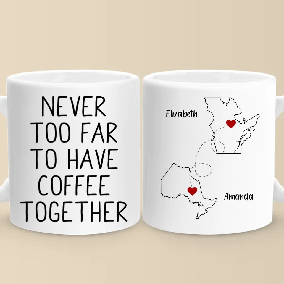 Que ce soit près ou loin, on peut toujours boire un verre ensemble - Mug personnalisé Bestie - Cadeau de Noël pour les meilleures amies, BFF, sœurs
