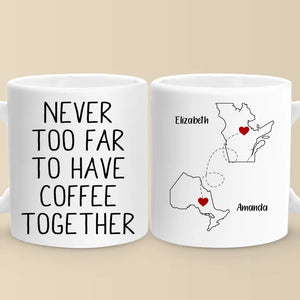 Que ce soit près ou loin, on peut toujours boire un verre ensemble - Mug personnalisé Bestie - Cadeau de Noël pour les meilleures amies, BFF, sœurs