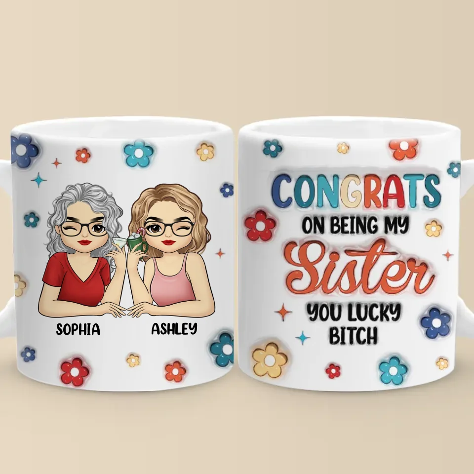 Les amis apportent chaleur et lumière à nos jours les plus sombres - Mug personnalisé imprimé effet gonflé 3D Bestie - Cadeau pour meilleures amies, meilleures amies, sœurs