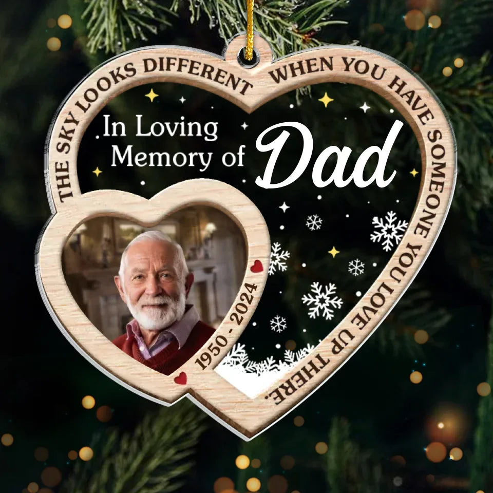 Photo personnalisée chérie dans nos cœurs, à jamais manquée - Ornement commémoratif personnalisé personnalisé - Forme personnalisée en acrylique - Cadeau de condoléances, cadeau de Noël pour les membres de la famille