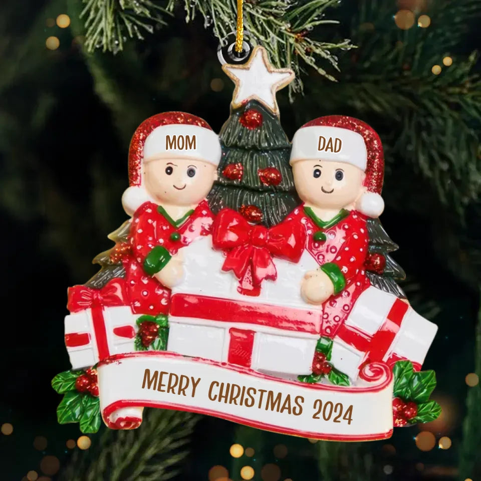 La maison est là où la magie des fêtes se produit - Décoration personnalisée pour la famille - Forme personnalisée en acrylique - Cadeau de Noël pour les membres de la famille