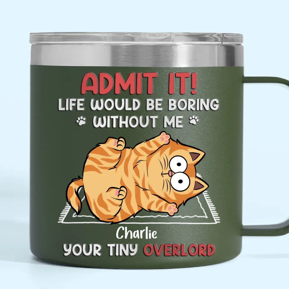 Gardez votre calme et frottez-vous le ventre - Gobelet personnalisé en acier inoxydable de 14 oz avec poignée pour chien et chat - Cadeau de Noël pour les propriétaires d'animaux et les amoureux des animaux