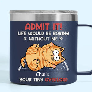 Gardez votre calme et frottez-vous le ventre - Gobelet personnalisé en acier inoxydable de 14 oz avec poignée pour chien et chat - Cadeau de Noël pour les propriétaires d'animaux et les amoureux des animaux